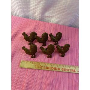 6 Rooster metal napkin rings home Farm house style decor